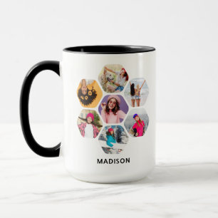 Taza Nombre personalizado moderno de varios Collages de