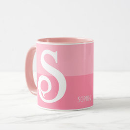 Taza Nombre personalizado moderno Letra color rosa somb