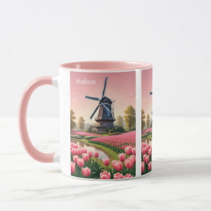 Taza Nombre personalizado Molinos de viento de los País
