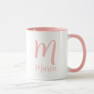 Taza Nombre personalizado Monograma Típografía rosa ele