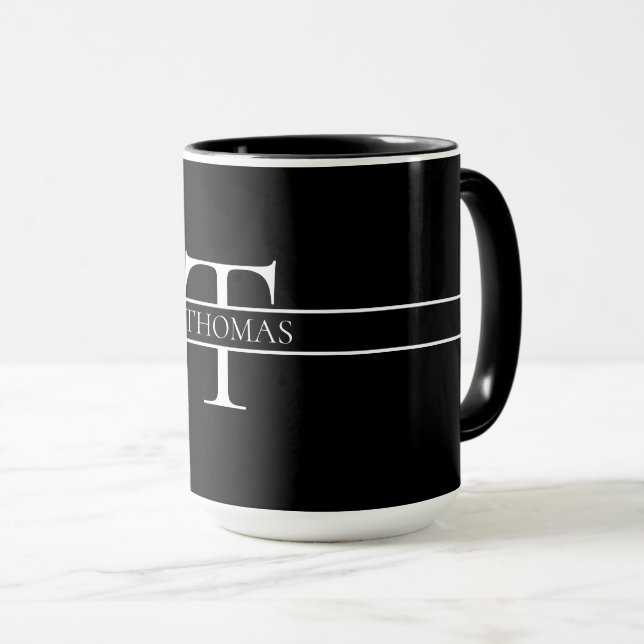 Taza Nombre personalizado monogramado elegante (Anverso derecho)