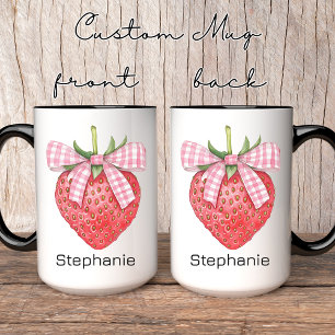 Taza Nombre personalizado Mug de fresa, regalo de cumpl