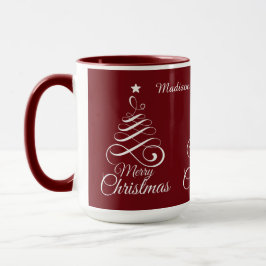 Taza Nombre personalizado Mugs de árbol de Navidad esti