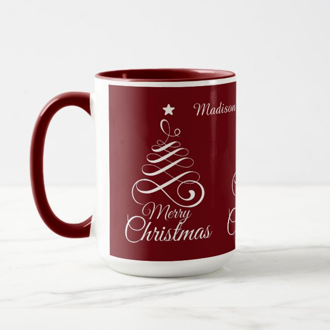 Taza Nombre personalizado Mugs de árbol de Navidad esti (Izquierda)