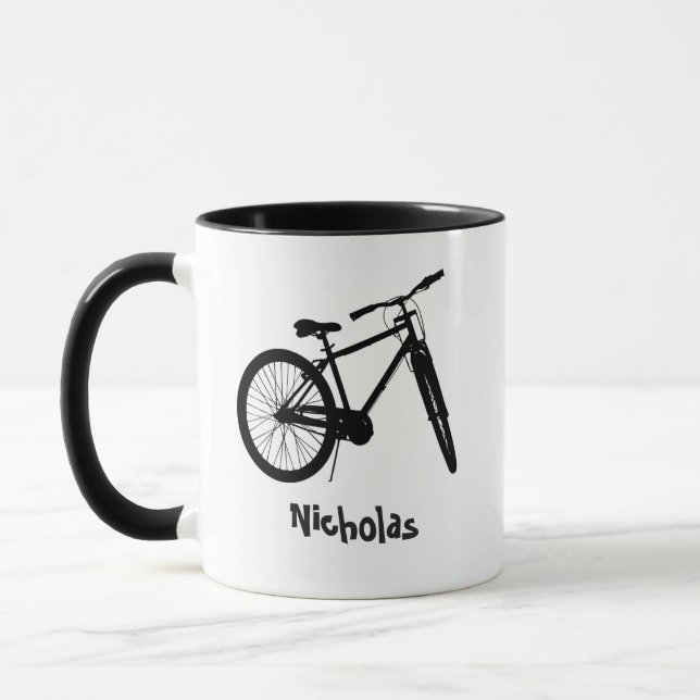Taza Nombre personalizado Navidades de ciclismo de mont (Izquierda)