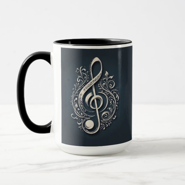 Taza Nombre personalizado Nota de limpieza musical (Izquierda)