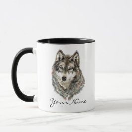 Taza Nombre personalizado o acuarela de texto Animal