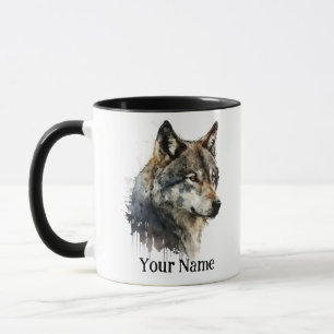 Taza Nombre personalizado o acuarela de texto Animal
