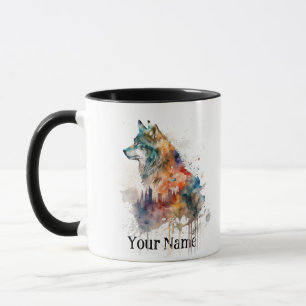 Taza Nombre personalizado o acuarela de texto Animal