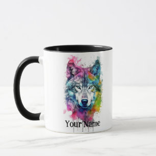 Taza Nombre personalizado o acuarela de texto Animal