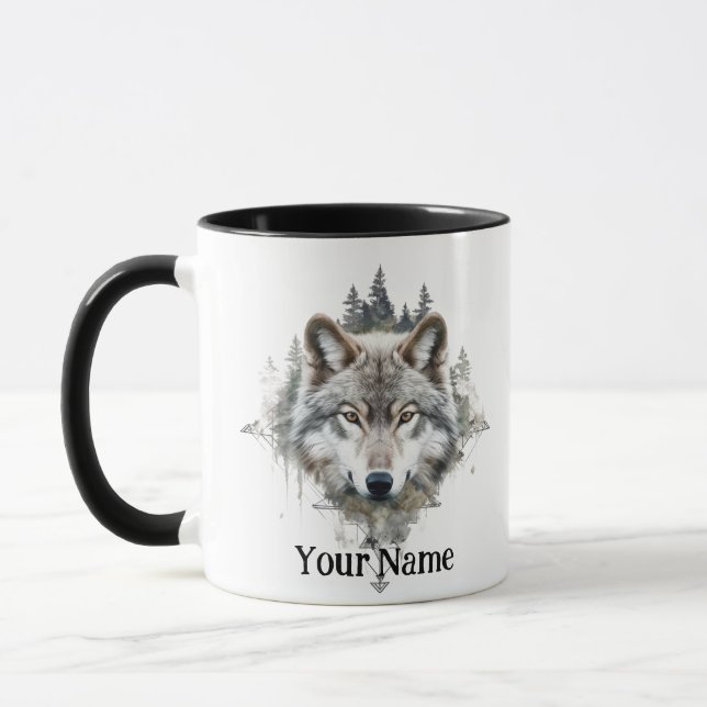 Taza Nombre personalizado o acuarela de texto Animal (Izquierda)
