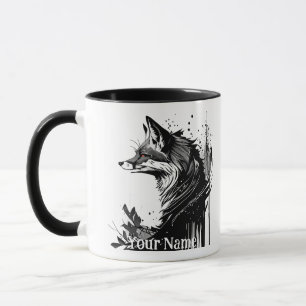 Taza Nombre personalizado o texto Fox Foxes acuarela An