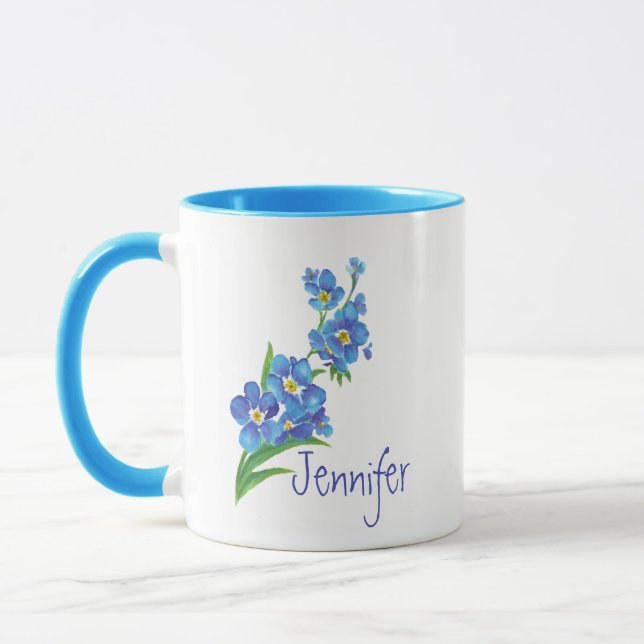 Taza Nombre personalizado Olvidar-me-no Flor de jardín  (Izquierda)