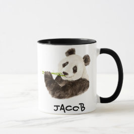 Taza Nombre personalizado Panda Cute Watercolor Animal