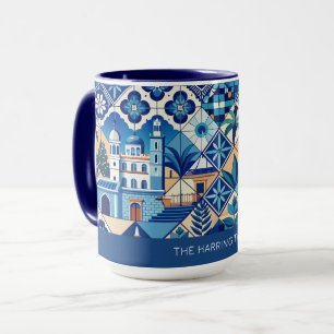 Taza Nombre personalizado Patrón de mosaicos Azulejo