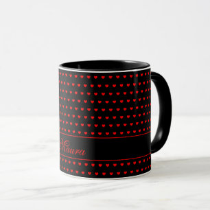 Taza Nombre Personalizado, Patrón Elegante De Corazones