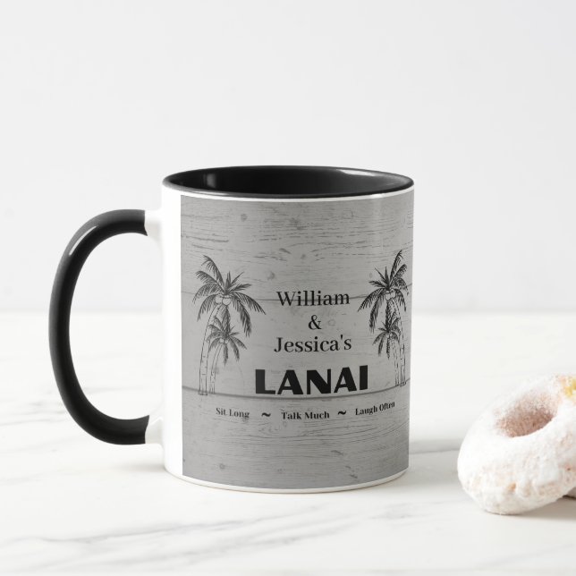 Taza Nombre personalizado Personalizado Lanai Tropical  (Con donut)