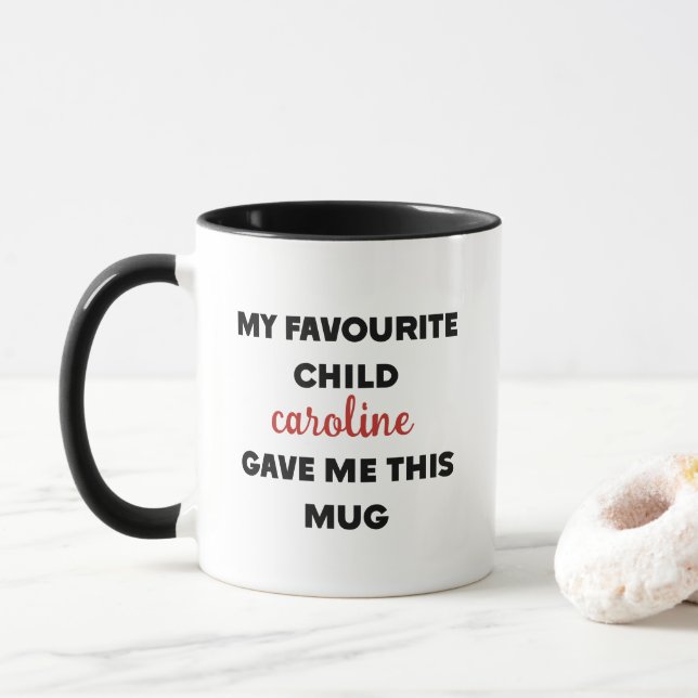 Taza Nombre personalizado que mi hijo favorito me dio (Con donut)