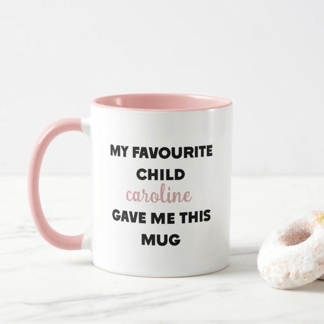 Taza Nombre personalizado que mi hijo favorito me dio (Con donut)