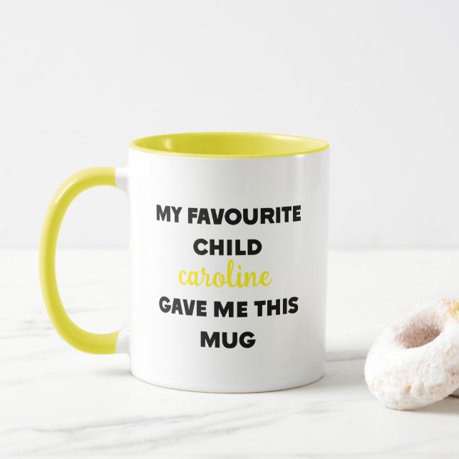 Taza Nombre personalizado que mi hijo favorito me dio (Con donut)