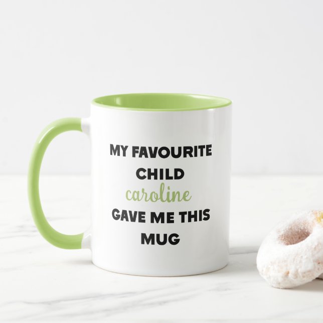 Taza Nombre personalizado que mi hijo favorito me dio (Con donut)