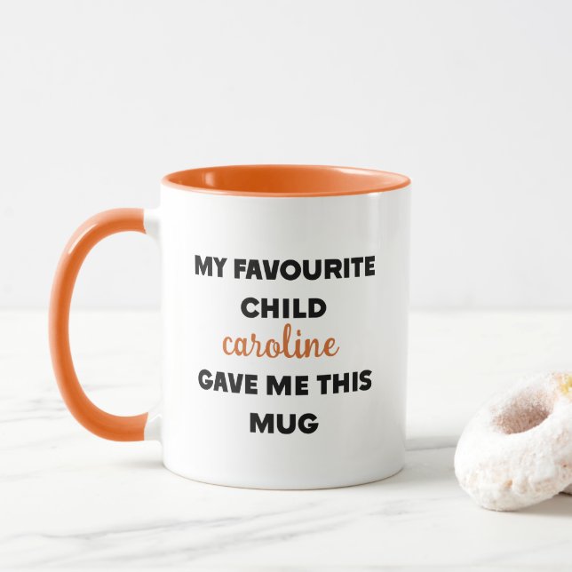 Taza Nombre personalizado que mi hijo favorito me dio (Con donut)