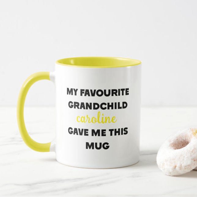 Taza Nombre personalizado que mi nieto favorito me dio (Con donut)
