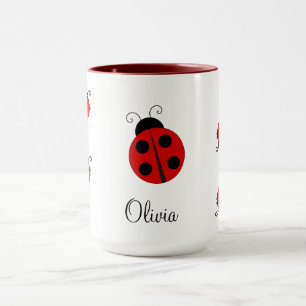 Taza Nombre personalizado Red LadyBug