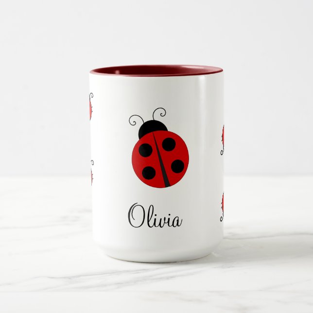 Taza Nombre personalizado Red LadyBug (Centro)