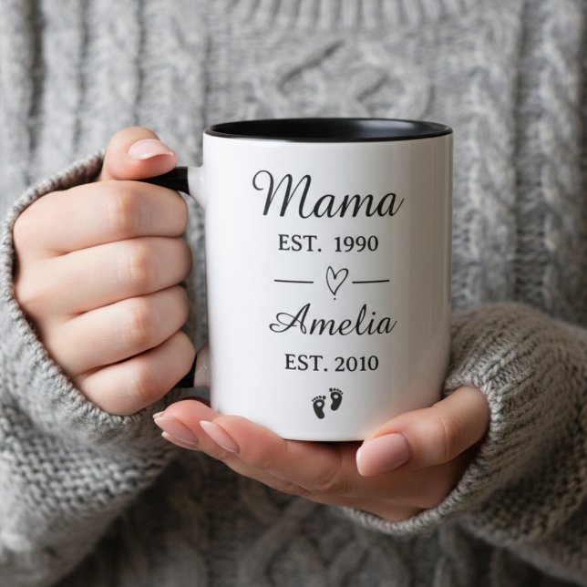 Taza Nombre Personalizado Regalo del Día de la Madre |  (Personalized Mama Established Mug | Custom Name Mother's Day Gift | New Mom Gift)