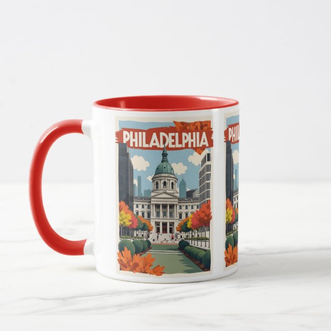 Taza Nombre personalizado Retro Filadelfia (Izquierda)