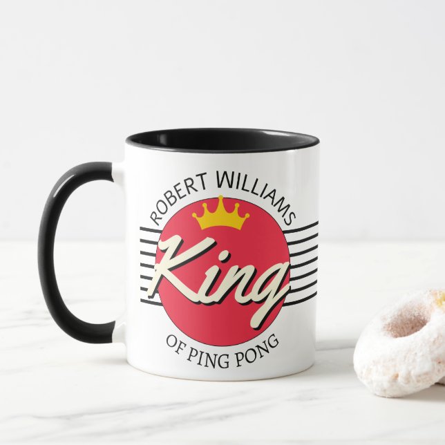 Taza Nombre personalizado Rey del Círculo Rojo del Ping (Con donut)