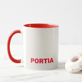 Taza Nombre personalizado rojo claro gris claro