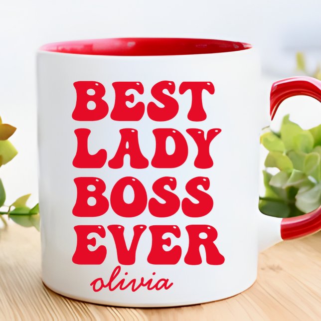 Taza Nombre personalizado rojo de la mejor dama de todo (Subido por el creador)