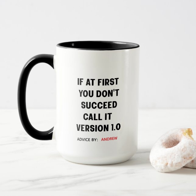 Taza Nombre personalizado "Si al principio no tienes éx (Con donut)
