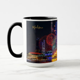 Taza Nombre personalizado Singapur Fuegos artificiales