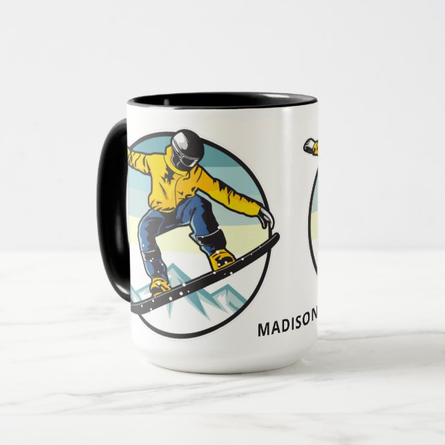 Taza Nombre personalizado SNOWBOARDER mugs (Anverso izquierdo)