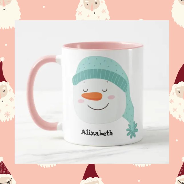 Taza Nombre personalizado sonriente cara muñeco de niev (Subido por el creador)