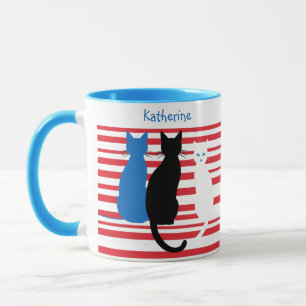 Taza Nombre personalizado Tres gatos paro de banda