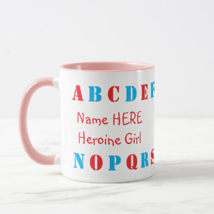 Taza Nombre personalizado y alfabeto inglés azul y rojo