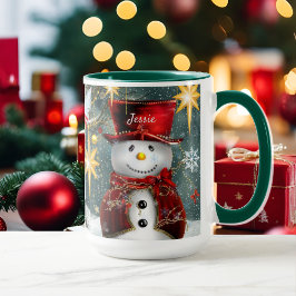 Taza Nombre Personalizar Navidades Regalo Cute Snowman