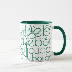 Taza Nombre retro verde de la tipografía moderna