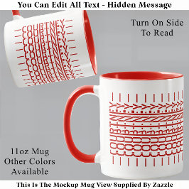 Taza Nombre Rojo Mensaje Oculto Trendy Mug 121B Moderno
