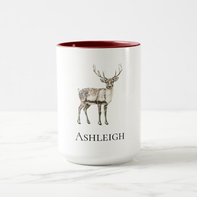 Taza Nombre Rústico del Deer navidades (Centro)