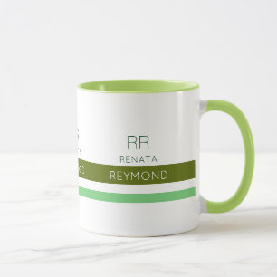 Taza nombre verde y elegante con rayas
