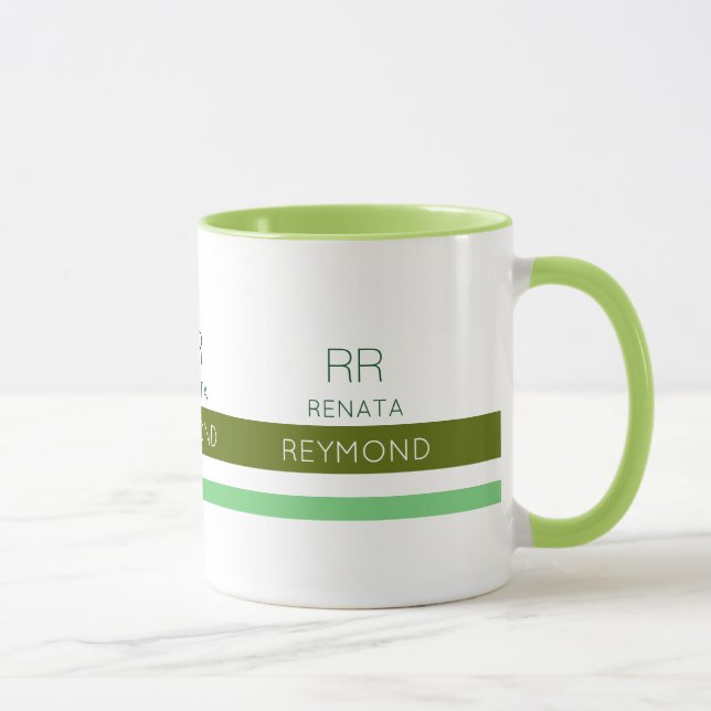 Taza nombre verde y elegante con rayas (Derecha)