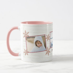 Taza Nombre Y 3 Fotografía De Los Navidades De Copos D