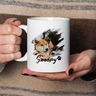 Taza Nombre y foto de mascota con tipografía moderna y
