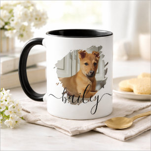 Taza Nombre y foto de tipografía moderna simple y fresc