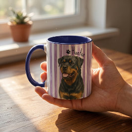 Taza Nombre y foto modernos simples de la mascota